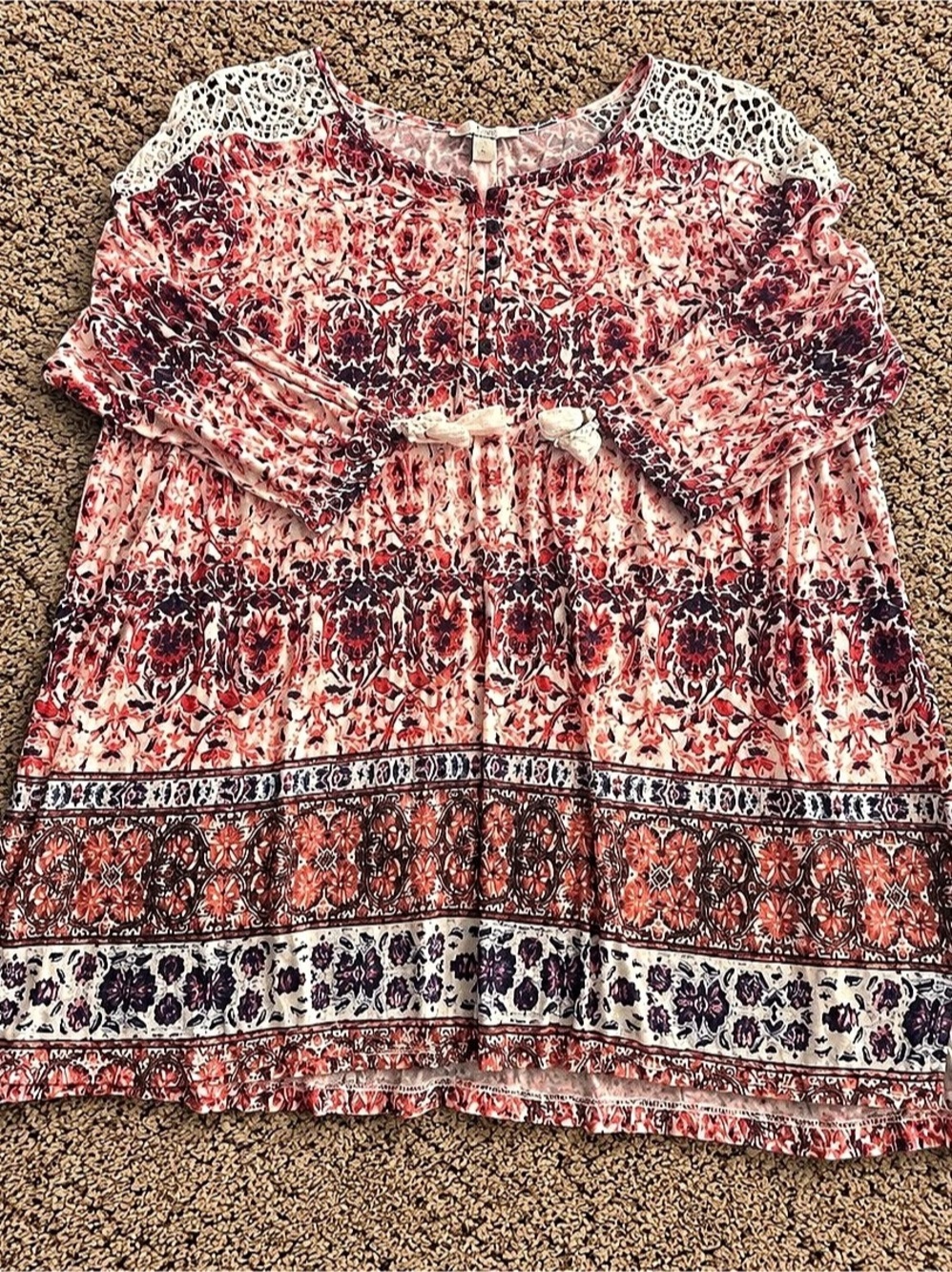 Vintage America Women’s Floral Lace Boho Dress Size 1X